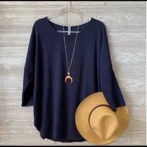 Navy Hacci knit tunic